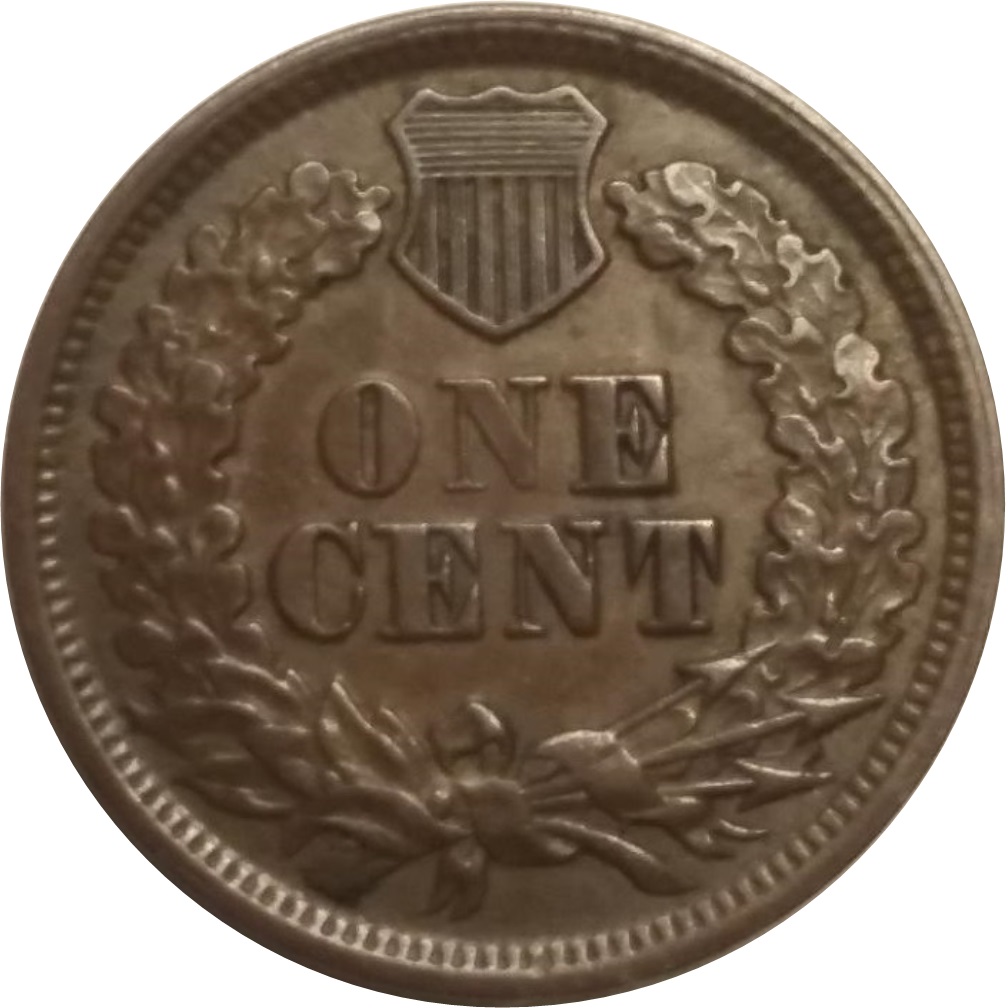 1864-1c-Indian-Head-Cent-L-On-Ribbon